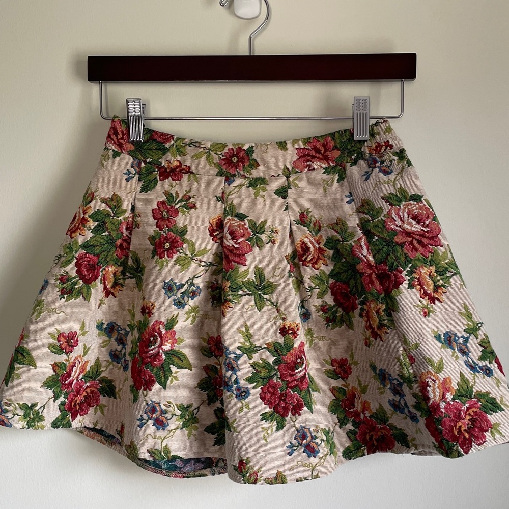 Akira Floral Brocade Mini Skirt